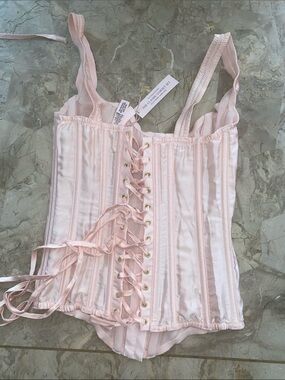 Victoria's Secret Light Pink Satin Lace-Up Corset